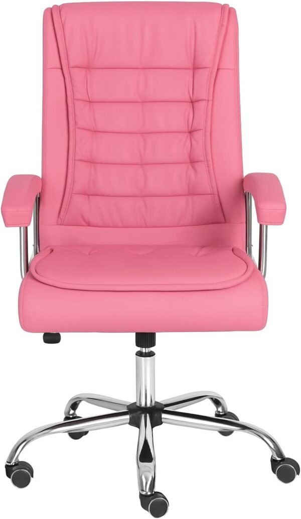 Cadeira Escritório Presidente Confortavel Ergonomica Grande (Rosa) - Imagem 3