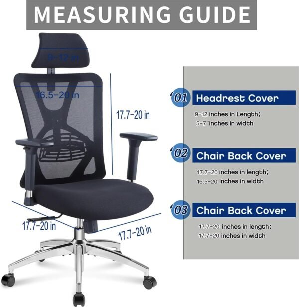 SONNACH 3 capas de cadeira de escritório de escritório elásticas laváveis para cadeira de computador para cadeira de escritório ergonômica (preto) - Imagem 3