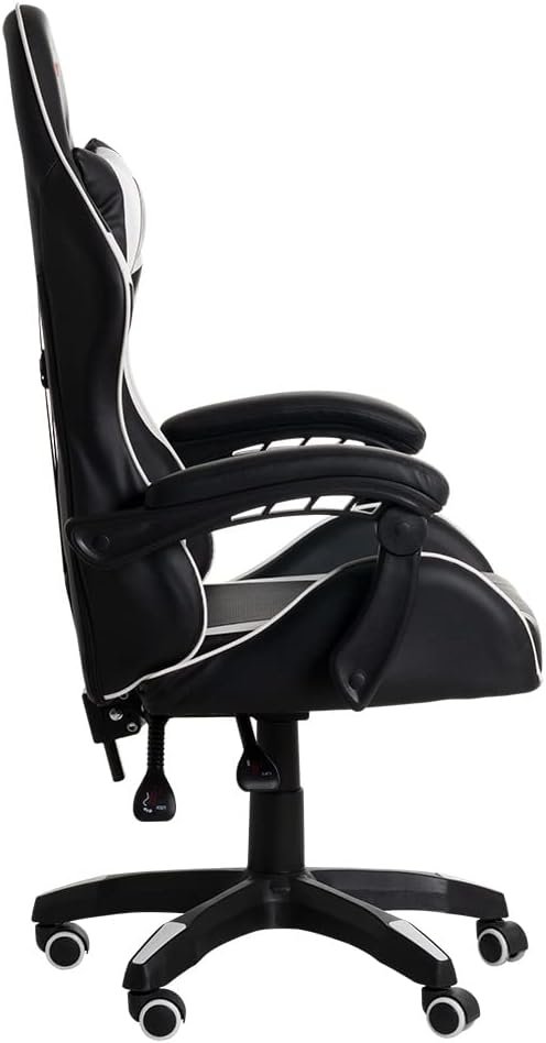 Cadeira Gamer Drakon c/Apoio Dorsal e Cervical - Encosto Reclinável - Apoio de Braços Articulado - Preto/Branco - CH31BKWH ELG - Imagem 3