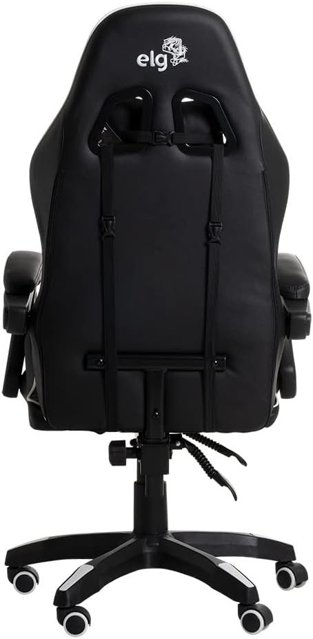 Cadeira Gamer Drakon c/Apoio Dorsal e Cervical - Encosto Reclinável - Apoio de Braços Articulado - Preto/Branco - CH31BKWH ELG - Imagem 5