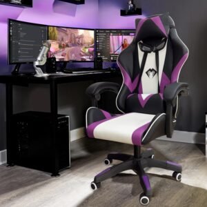 Cadeira Gamer Python Fly, Design Estilo Gamer, Tecido Respirável, Design Ergonômico (Roxo)