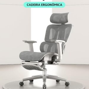 Cadeira Escritório Ergonomica DT3 com revestimento Mesh DT3 Vintex-F™, apoio de cabeça 3D,braços 5D,Estrutura em Alumínio+Nylon,suporta até 160kg (Cinza claro)