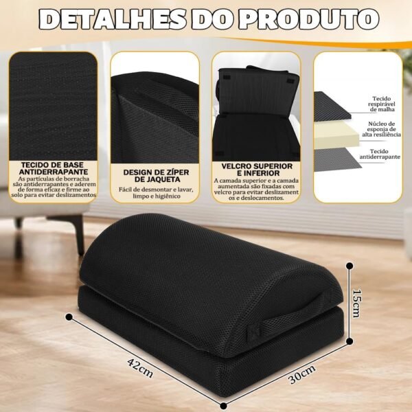 Apoio para os Pés de Espuma Viscoelástica para Sofás, Descanso para os Pés Sob a Mesa, Descanso Ergonômico para os Pés de Mesa Antiderrapante, Apoio de Pé - Imagem 3
