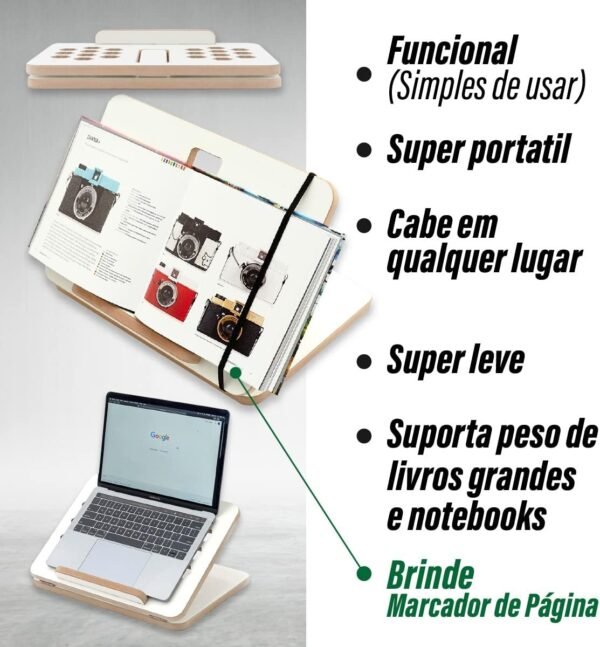 Apoio De Leitura Livro E Notebook - Suporte Ergonômico Envio Imediato - Imagem 3
