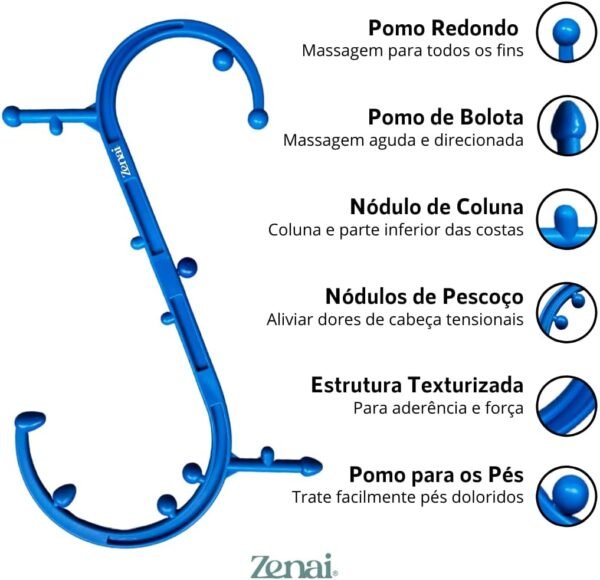 Zenai - Massageador de Pontos Gatilho Manual | Alívio de Nódulos e Tensão Muscular em Costas, Pescoço, Ombros e Pernas | Massagem Profunda para Tensão e Nós Musculares - Imagem 3