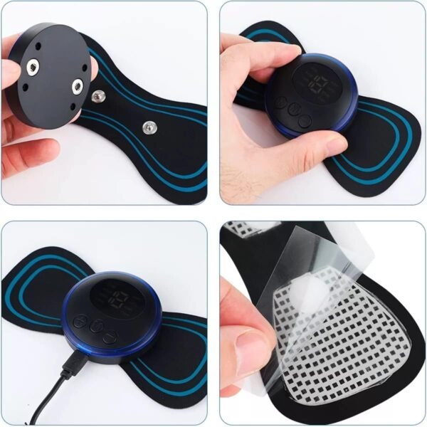 Aparelho Massageador Elétrico Recarregável Portátil p/Dor muscular pescoço pernas coluna lombar sem fio usb fisioterapia tens relaxamento corporal - Imagem 4