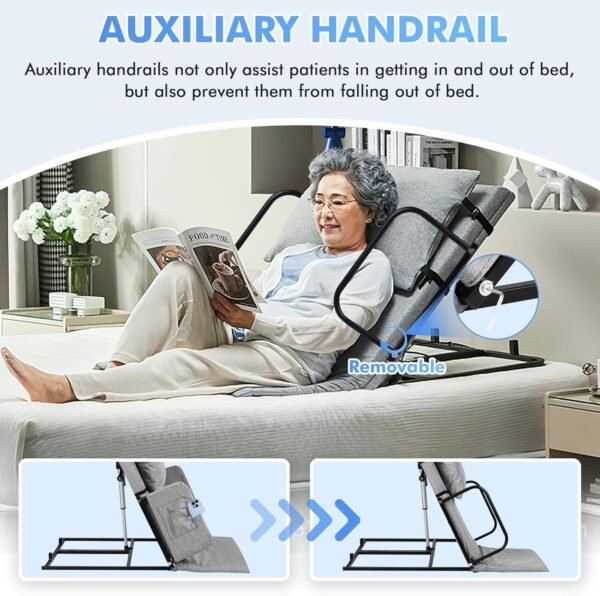 YUCHENGTECH Encosto elétrico para cama com apoio de braço Encosto de cama para sentar no pescoço, suporte lombar e costas para idosos grávidas 150 kg - Imagem 4