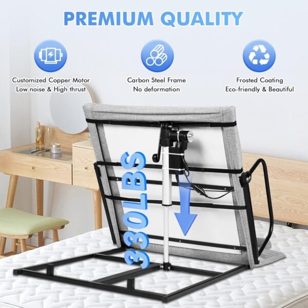 YUCHENGTECH Encosto elétrico para cama com apoio de braço Encosto de cama para sentar no pescoço, suporte lombar e costas para idosos grávidas 150 kg - Imagem 5