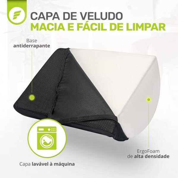 Apoio para os pés ErgoFoam, regulável, preto em espuma Premium macia e aveludada, para uso sob a mesa de trabalho. Alivia dores nos joelhos, costas e lombar - Imagem 8