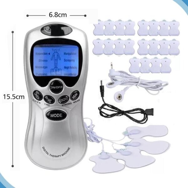 Aparelho Massageador Digital Terapêutico com Pulso Elétrico TENS/FES – Alívio de Dores, Estímulo Muscular, 4 Eletrodos, Tela LCD, Recarregável via USB, Ideal para Costas, Pernas e Cervical. - Imagem 8