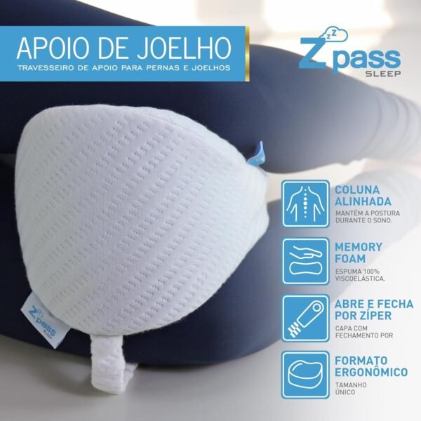 Z Pass Sleep Travesseiro de Joelho Nasa Apoio de Pernas para Coluna Alinhada com alça confortável para fixar na perna D50 - Branco - Imagem 8