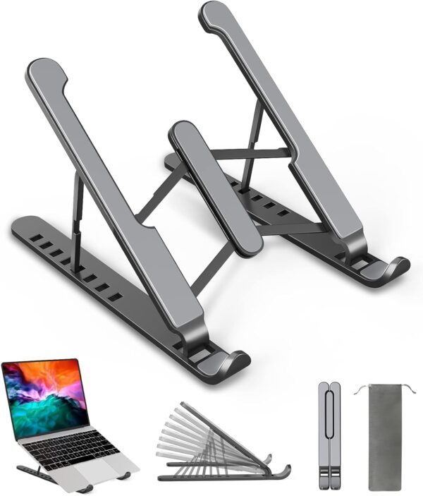 AOVUYCK-Store Suporte para laptop, suporte ajustável para laptop de 8 níveis, suporte ventilado portátil de altura ajustável, suporte para notebook para MacBook, Lenovo, Dell, laptops de 10 a 15,6