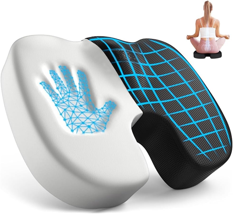 Abacafly Almofada para Coccix, Almofada para Cadeira de Assento Ergonômica, Almofada Hemorroida de Fácil de Desmontar e Lavar, 44 * 35 * 6cm