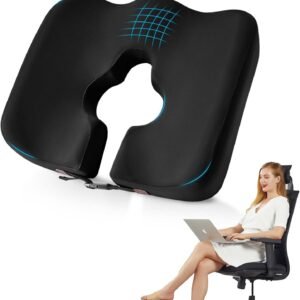 Aichebang Almofada de assento de espuma viscoelástica – Almofada para cadeira de escritório recomendada por médicos – Almofadas de cadeira para alívio de dor nas costas e ciática – Almofadas de