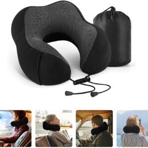 Almofada de Pescoço para Viagem com Fecho Ajustável - Conforto Extra para seu Bem-Estar, Apoio Ideal para Pescoço e Cabeça, Perfeita para Viagens Longas e Descanso Total! (Rosa)