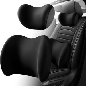 Almofada de apoio lombar e encosto de cabeça de carro, 2025 novo kit de travesseiro de suporte lombar para carro e pescoço de carro, capa removível e lavável, almofada de suporte lombar para cadeira