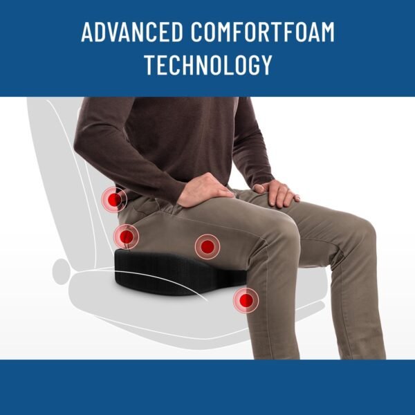 Almofada de assento de espuma viscoelástica com gel para conforto duradouro – Design ventilado para dor no quadril e na coluna – Almofada para cadeira de escritório e assento de carro - Imagem 2