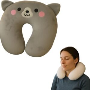 Almofada para Pescoço Cervical de Viagem Travesseiro Encosto de Cabeça Descanso Apoio Confortável Protetor Ergonomico Macio Neck Relax Grande Postural Adulto Infantil Portatil (Cinza)