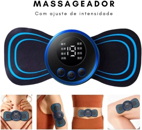 Aparelho Massageador Elétrico Recarregável Portátil p/Dor muscular pescoço pernas coluna lombar sem fio usb fisioterapia tens relaxamento corporal - Imagem 2
