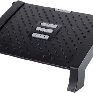 Apoio Descanso para Os Pés Ajustável Antiderrapante Ergonômico com Massageador para Escritório - Preto