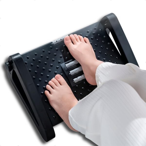 Apoio Descanso para Os Pés Ajustável Antiderrapante Ergonômico com Massageador para Escritório - Preto - Imagem 2