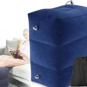 Apoio Suporte Descanso para Pés Inflável Travesseiro Para Descanso de Pé Descanso De Perna com Altura Ajustável Viagem Escritório Almofada 3 Níveis Ergonômico Suporte Massagem Sob a Mesa Azul