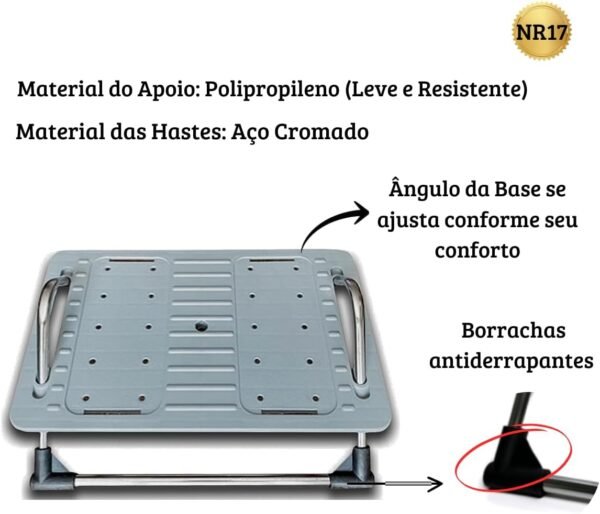 Apoio de Pé Escritório Descanso Base Suporte Ergonômico para os pés nr17 - Imagem 2