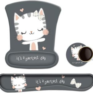 Apoio de pulso ToLuLu com gel ergonômico para computador, laptop, escritório, casa, mouse pad confortável, suporte de pulso, espuma de memória para facilitar a digitação da dor, gato fofo