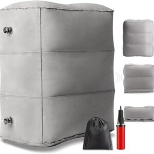 Apoio para PéS, Travesseiro InfláVel para Descanso de Pé de Viagem, Travesseiro InfláVel, Apoio de Pé com um Bomba, Travesseiro AjustáVel de 3 Camadas de Altura para Descanso de Pernas