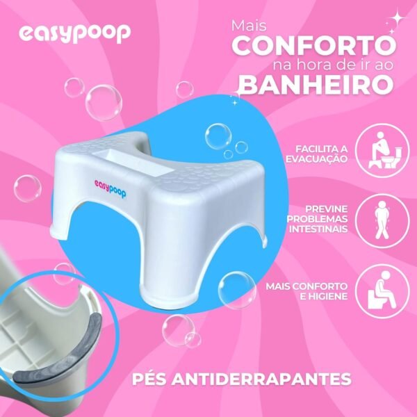 Apoio para os Pés EASYPOOP Banquinho de C cócoras para Vaso Sanitário com Suporte para Celular e Base Antiderrapante - Imagem 2