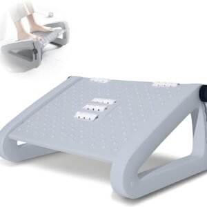 Banquinho Apoio para os Pés, Embaixo da Mesa com 6 Alturas Ajustáveis - Rodas de Massagem e Design Ergonômico
