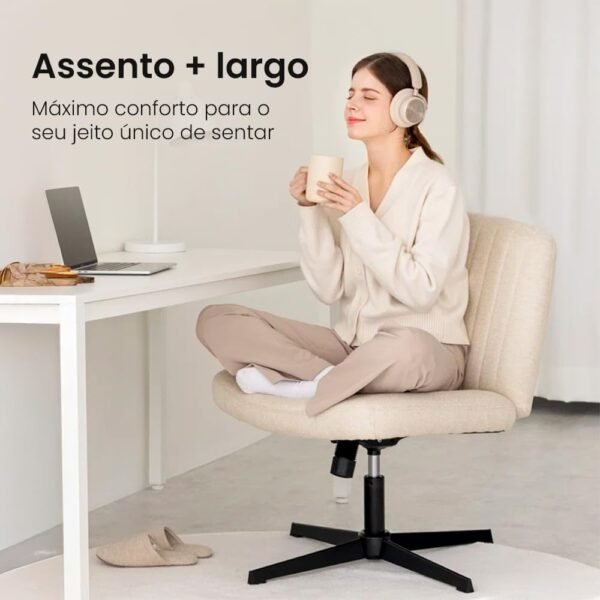 Cadeira Escritório DT3 Dolly, Criss Cross Cosy Chair, Original, Cadeira de Assento Extra Grande e Largo, Leisure, Penteadeira, Escrivaninha. - Imagem 2