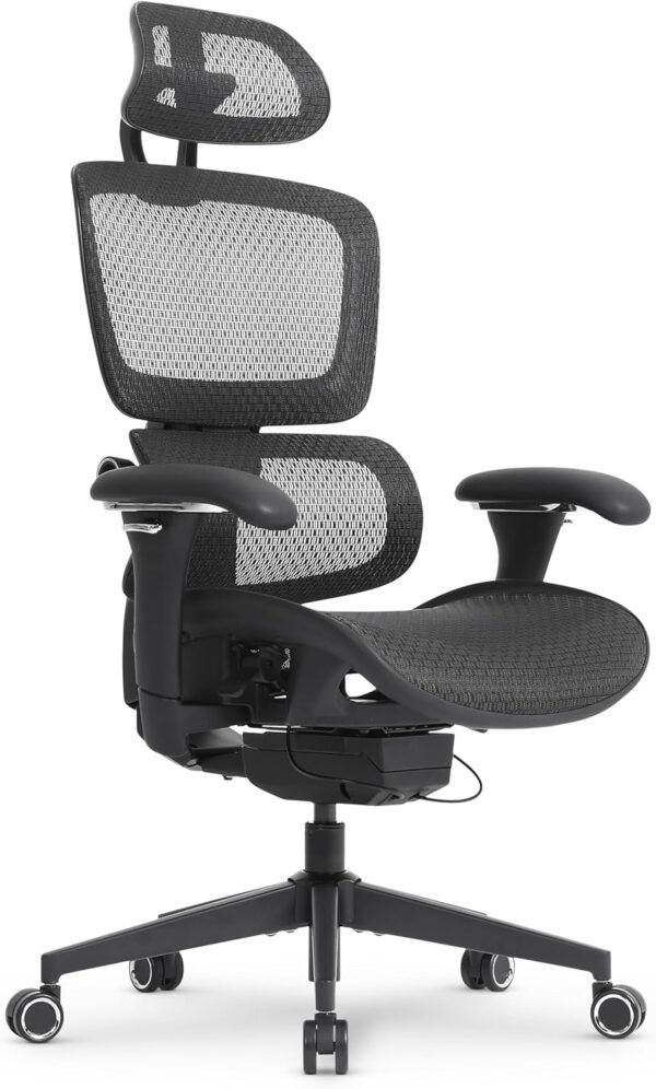 Cadeira Escritório Ergonomica DT3 Azzera com revestimento Mesh Vidartex, apoio de cabeça 2D,braços 3D+,apoio lombar AWS+ajuste na altura do encosto,suporta até 130kg e altura máx.1,85m (Black)