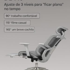 Cadeira Escritório Ergonomica DT3 com revestimento Mesh DT3 Vintex-F™, apoio de cabeça 3D,braços 5D,Estrutura em Alumínio+Nylon,suporta até 160kg (preto)