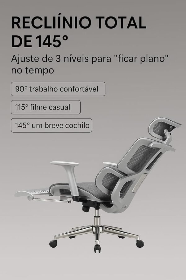 Cadeira Escritório Ergonomica DT3 com revestimento Mesh DT3 Vintex-F™, apoio de cabeça 3D,braços 5D,Estrutura em Alumínio+Nylon,suporta até 160kg (preto)