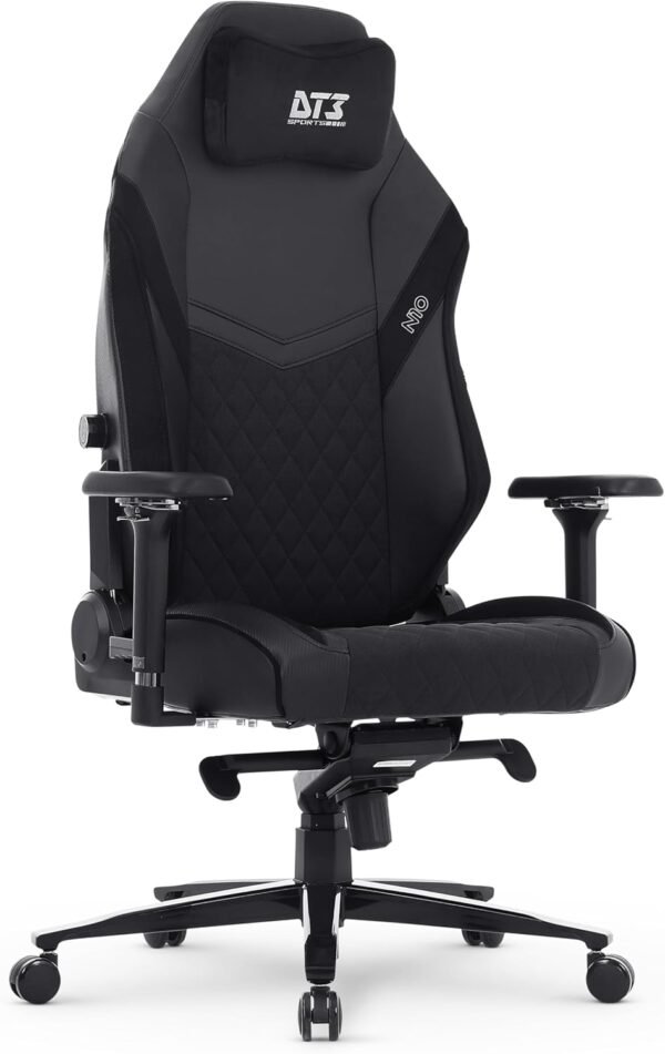 Cadeira Escritório Gamer DT3 N10, almofada magnética, apoio lombar integrado em 4D, estrutura reforçada em aço, braços 4D+, suporta até 150kg e altura máx.1,90m (Black) (Tam. Normal | Revestida em PU)