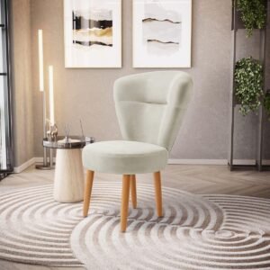 Cadeira Estofada Decor para Maquiagem Camarim Resistente Ergonômica Tecido Veludo MOBLAN decor (Bege)