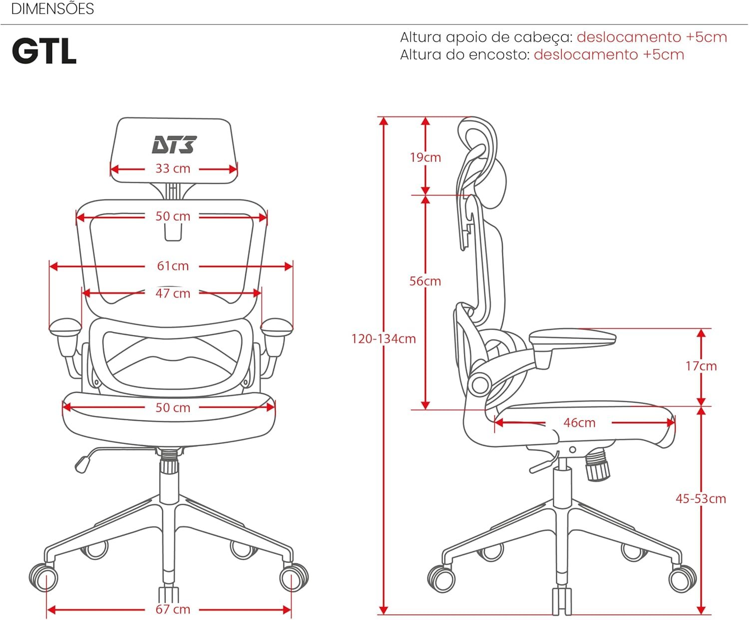 Cadeira Gamer DT3 GTL, ergonomica revestimento tecido Max2Weave™ + Mesh DT3 Vintex-Y™, apoio cabeça 2D, Braço retrátil ate 90º+rotação de até 180°, suporta até 110kg e altura máx. de 1,80m (Dark Grey) - Imagem 2
