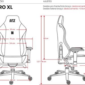 Cadeira Gamer DT3 Nero XL, Revestimento com Tecido DT3 Max2Weave™. almofada magnética apoio lombar integrado, braços 4D+, suporta até 150kg e altura máx. de 1,95m(Bubble)