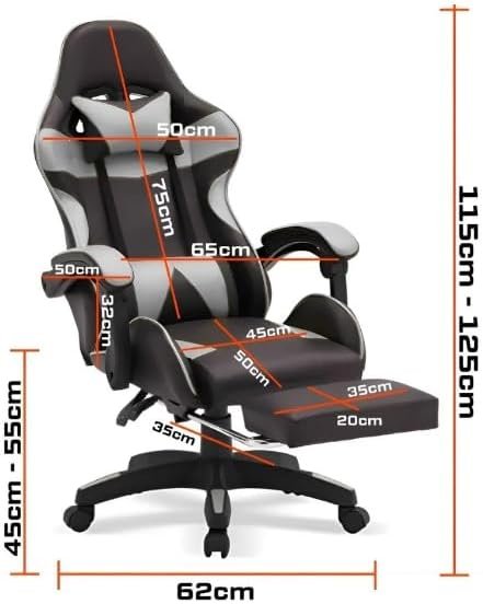 Cadeira Gamer Ergonômica, Reclinável 135°, com Apoio para Pés, Rotação 360° Diversas Cores - Imagem 2