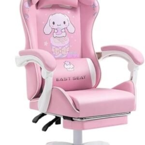 Cadeira Gamer Giratória ZYFT1502, Encosto Alto Ajustável, PU com Espuma, 80 x 59 x 25 cm, Rosa