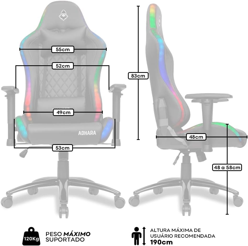 Cadeira Gamer Mancer Adhara | Espuma Moldada | RGB | Preto | MCR-ADH-RGB01 - Imagem 2