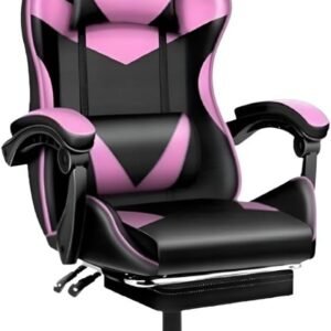 Cadeira Gamer Premium Escritório Giratória 360º Reclinável Apoio Para Pés E Encosto Ajustável Couro (Rosa)