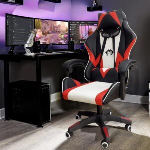 Cadeira Gamer Python Fly, Design Estilo Gamer, Tecido Respirável, Design Ergonômico (Vermelho)