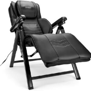 Cadeira Reclinável para Jogos, Design Ergonômico, Estofamento em Couro Sintético Preto, Estrutura Dobrável