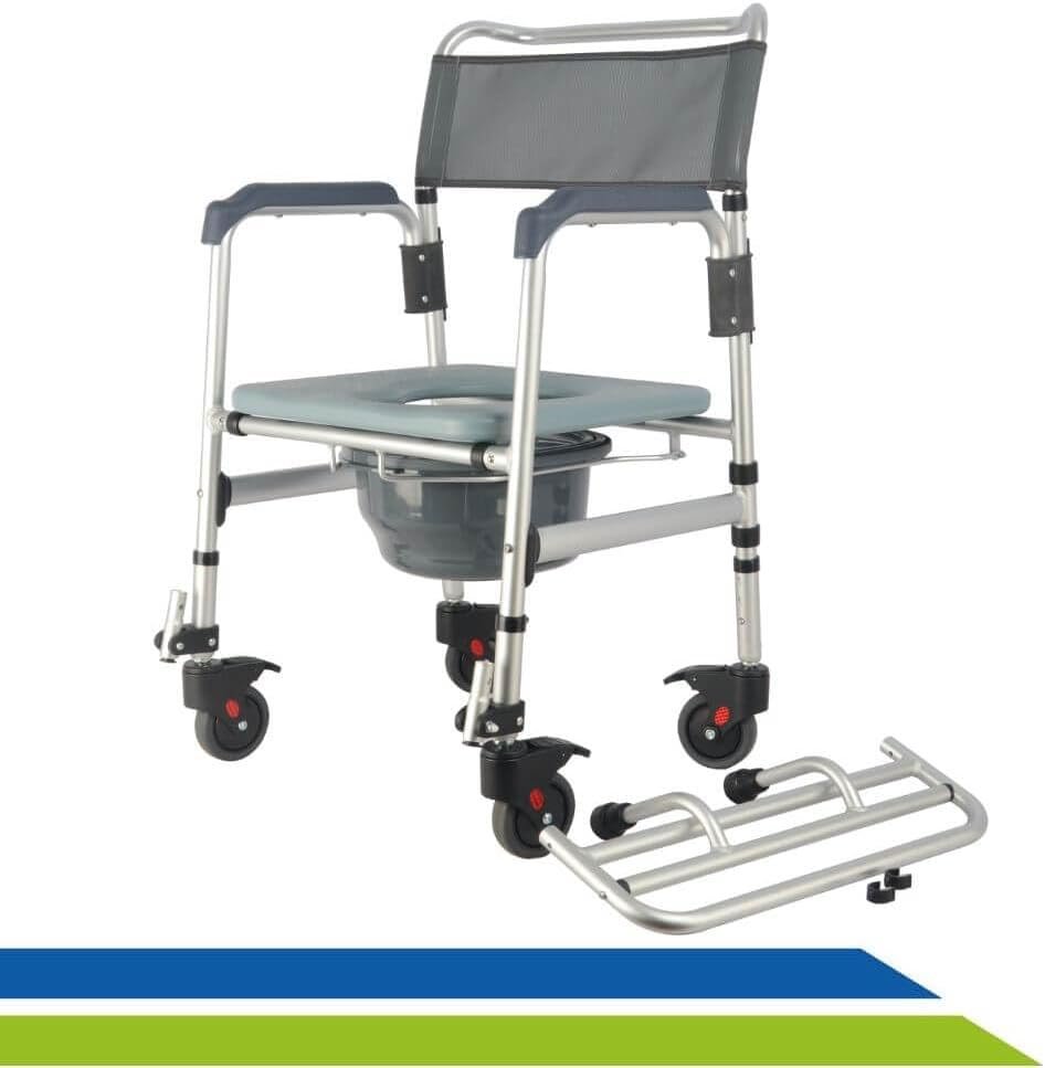 Cadeira de Banho Higiênica em Alumínio Dobrável Desmontável Idoso Adulto até 135kg Hidrolight Prata - Imagem 2