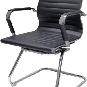 Cadeira de Escritorio Ergonômica Com Base Fixa Diretor Interloculor Fixa Charles Eames Preta