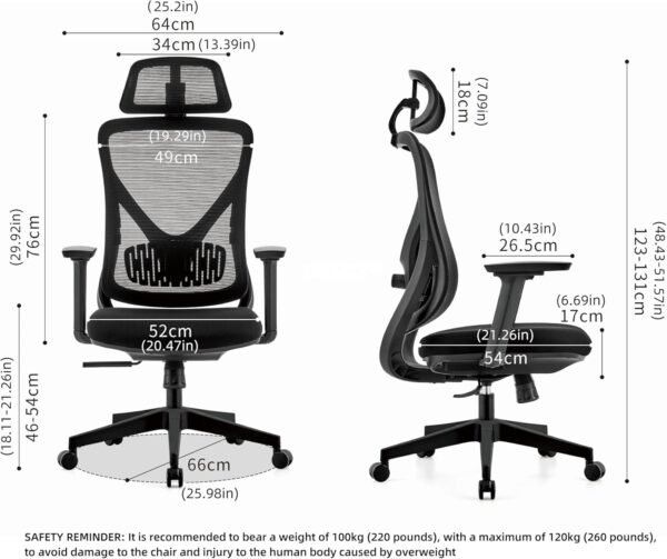 Cadeira de escritório com encosto de cabeça, encosto de malha ergonômica, encosto de cabeça ajustável 2D, apoios de braço 3D, suporte lombar ajustável, almofada de assento grossa (cinza) - Imagem 2