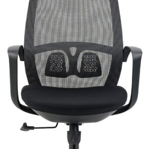Cadeira de escritório ergonômica com encosto de cabeça, encosto de malha, suporte lombar, altura ajustável, preta