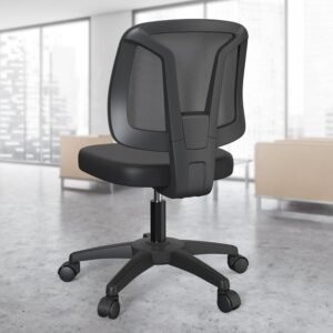 Cadeira ergonômica giratória sem braços para escritório doméstico com altura ajustável e rodas giratórias para pessoas